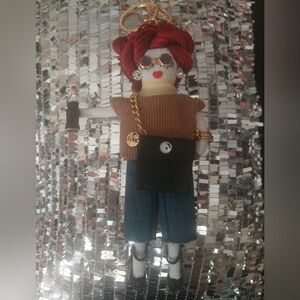 NWOT Double Clasp Keychain Bag Charm Lady On The Go Super Cute